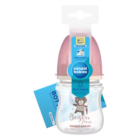 Canpol babies Anti-Colic Bottle 120 ml PP EasyStart BONJOUR PARIS pink
