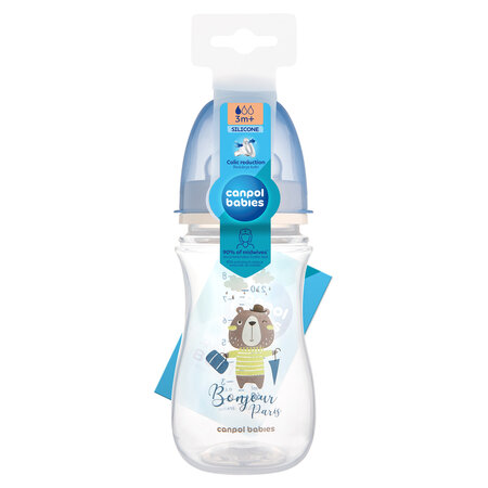 Canpol babies Anti-Colic Bottle 240 ml PP EasyStart BONJOUR PARIS - blue