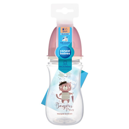 Canpol babies Anti-Colic Bottle 240 ml PP EasyStart BONJOUR PARIS - pink