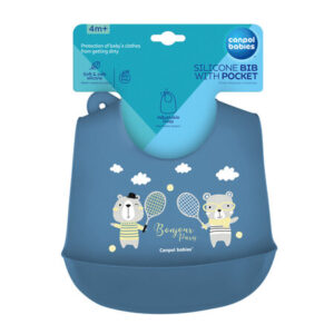Canpol babies Silicone Bib with Pocket BONJOUR PARIS navy blue