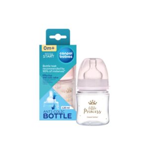 Canpol babies Anti-colic Wide Neck Bottle 120ml  Easy Start ROYAL BABY - PINK