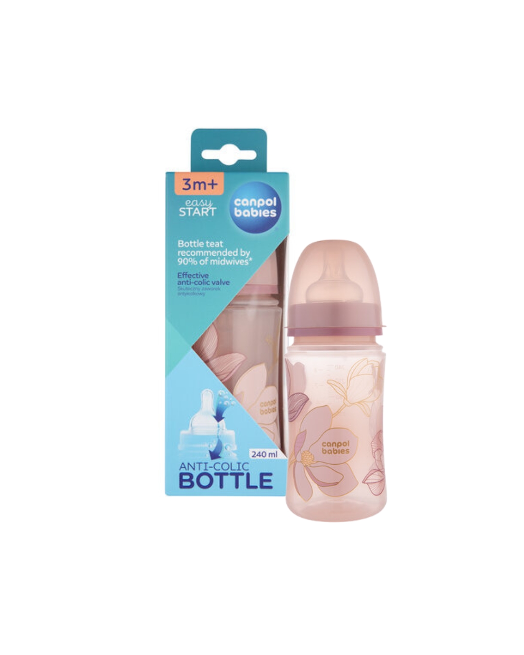 Canpol babies EasyStart Anti-Colic Bottle 240ml GOLD - pink