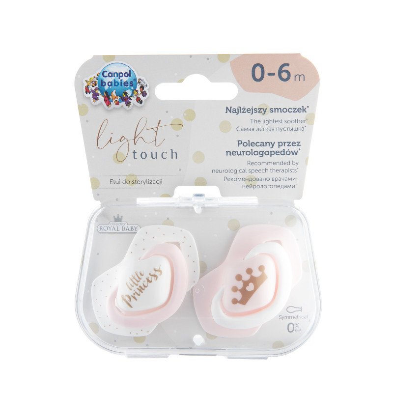 Canpol babies Silicone Soother Light touch 0-6m Symmetrical ROYAL BABY 2 pcs