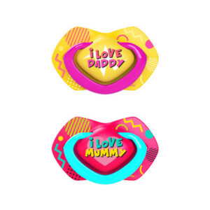 Canpol babies Silicone Soother Light touch 0-6m Symmetrical NEON-PINK LOVE 2 pcs
