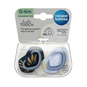 Canpol babies Silicone Soother Light touch 0-6m Symmetrical GOLD 2 pcs blue