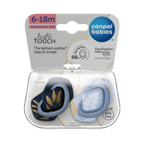 Canpol babies Silicone Soother Light touch 6-18m Symmetrical GOLD 2 pcs blue