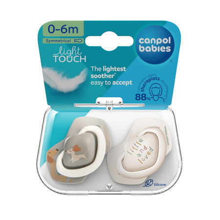 Canpol babies Silicone Soother Light touch 0-6m Symmetrical DOGS 2 pcs