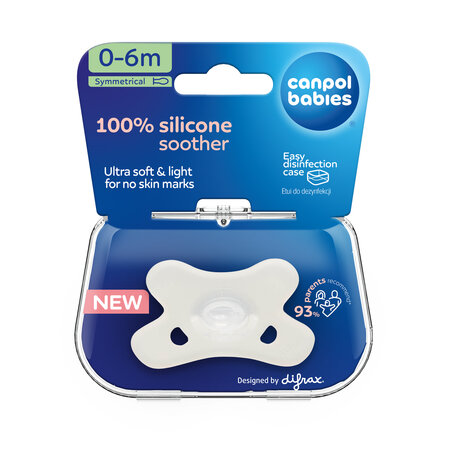 Canpol babies 100% Silicone Soother 0-6m Symmetrical - White -1 pc