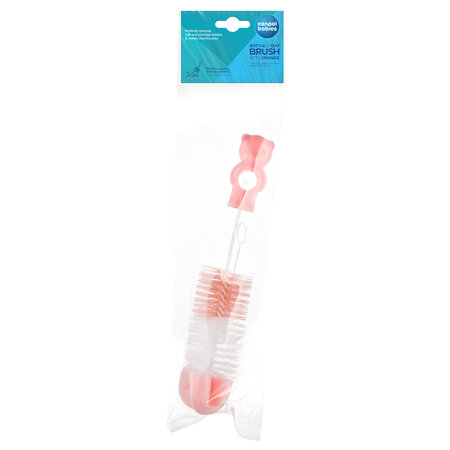 Canpol babies Brush for Bottles and Teats with Sponge - Pink Bear