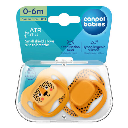 Canpol babies Silicone Symmetrical Soother 0-6m BabiesBoo orange 2 psc