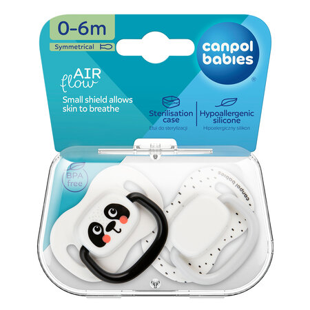 Canpol babies Silicone Symmetrical Soother 0-6m BabiesBoo white 2 psc