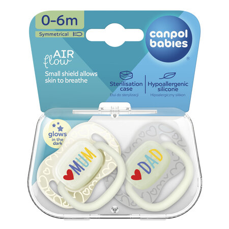 Canpol babies Silicone Symmetrical Soother 0-6 m LoveMum&Dad 2 pcs