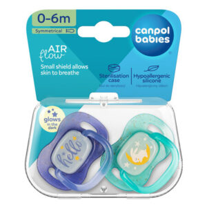 Canpol babies Silicone Symmetrical Soother 0-6m NightGlow 2psc blue​