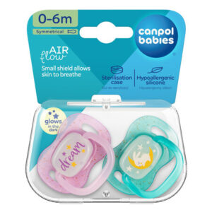 Canpol babies Silicone Symmetrical Soother 0-6m NightGlow 2psc pink