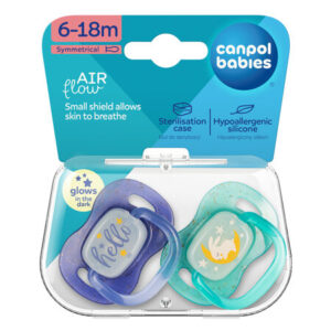 Canpol babies Silicone Symmetrical Soother 6-18m NightGlow 2psc blue​