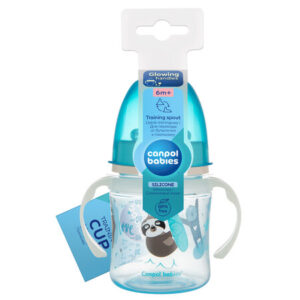 Canpol babies Training Cup with Glowing Handles PP EasyStart 120 ml Exotic Animals blue