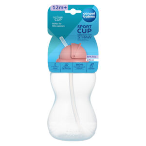 Canpol babies Sport Cup with Silicone Flip-Top Straw 370 ml pink​
