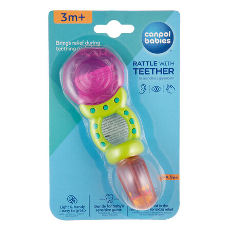 Canpol babies Rattle with Water Teether Lollipop Pink