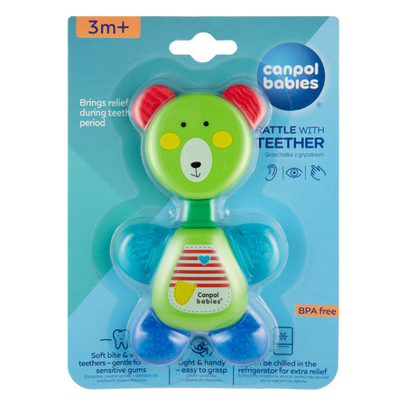 Canpol babies Rattle with Water Teether BEAR Green