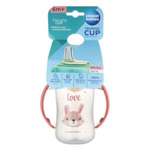 Canpol babies Training Cup with Soft Silicone Spout 320 ml CUTE ANIMALS pink