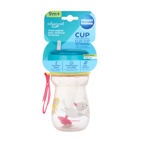 Canpol babies Sport Cup with Flip-top Weighted Straw 350ml CAT
