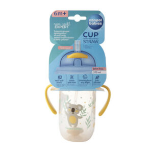 Canpol babies non-spill cup with weighted straw 270ml EXOTIC ANIMALS - Yellow