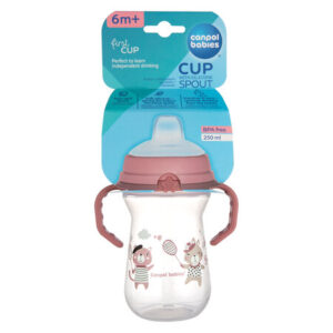 Canpol babies Cup with Silicone Spout FirstCup 250ml BONJOUR PARIS - Pink