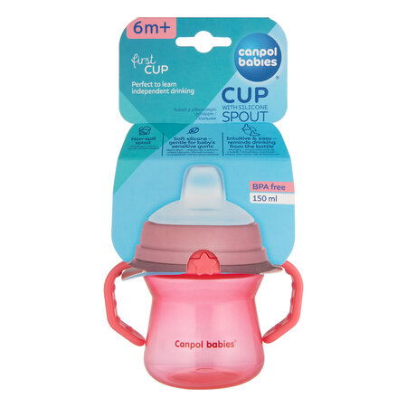 Canpol babies Cup with Silicone Spout FirstCup 150ml - Red