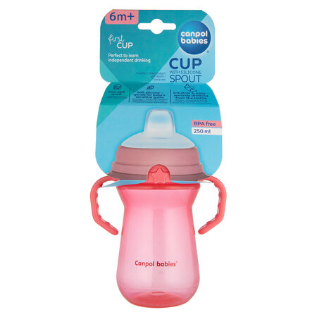 Canpol babies Cup with Silicone Spout FirstCup 250ml - Red