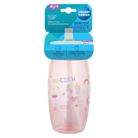 Canpol babies Sport Cup with Foldable Spout 400 ml UNICORNS