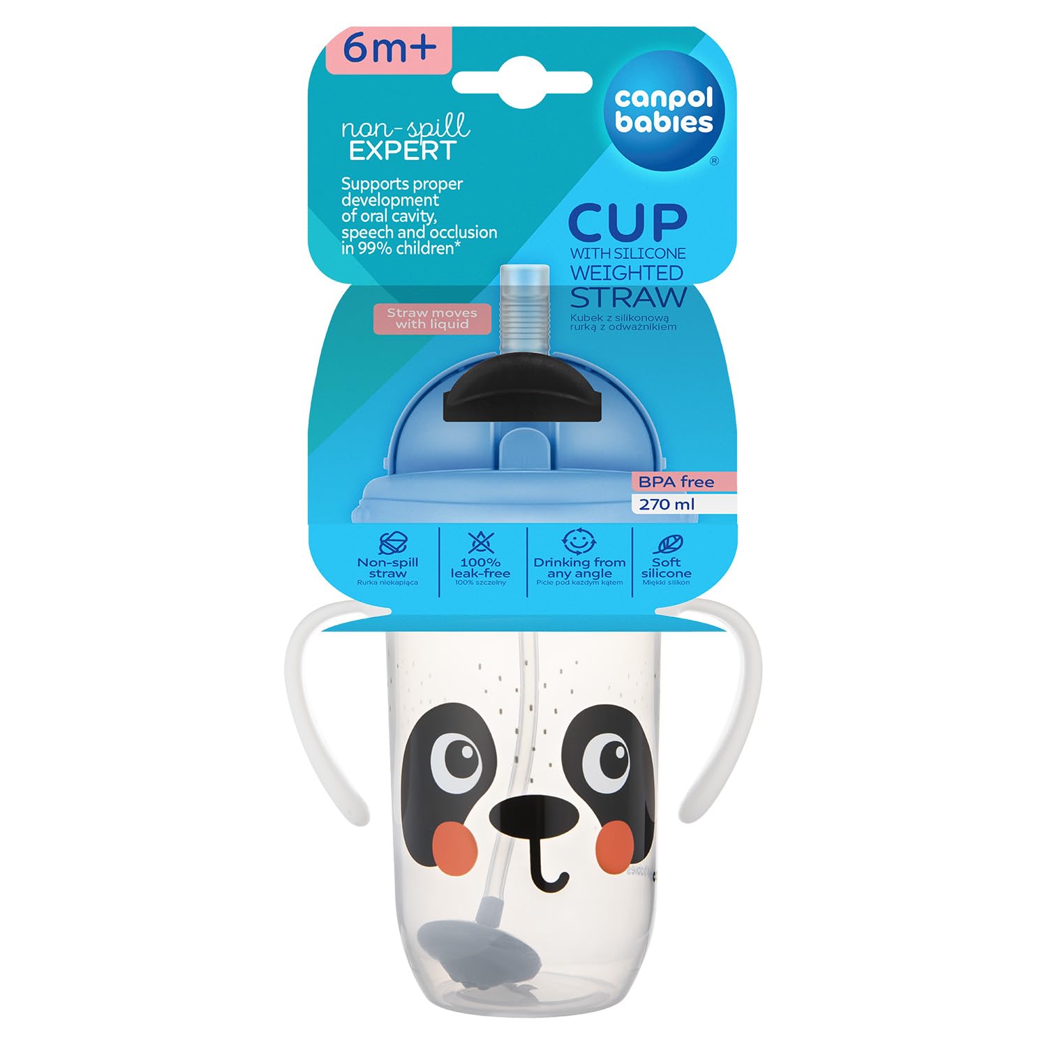 Canpol babies Non-Spill Cup with Weighted Straw 270 ml BabiesBoo panda