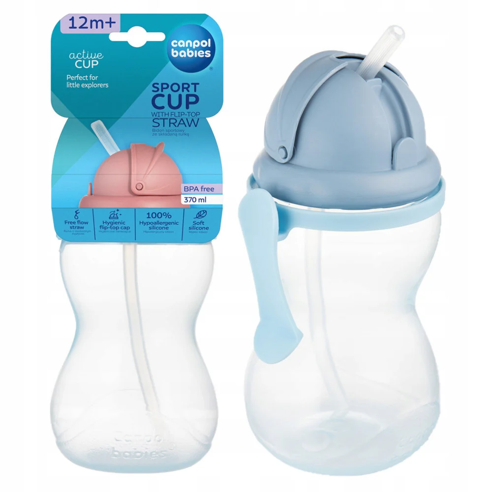 Canpol babies Sport Cup with Silicone Flip-Top Straw 370 ml blue
