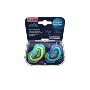 Canpol babies Silicone Soother Light touch 6-18m Symmetrical NEON-Blue LOVE 2 pcs
