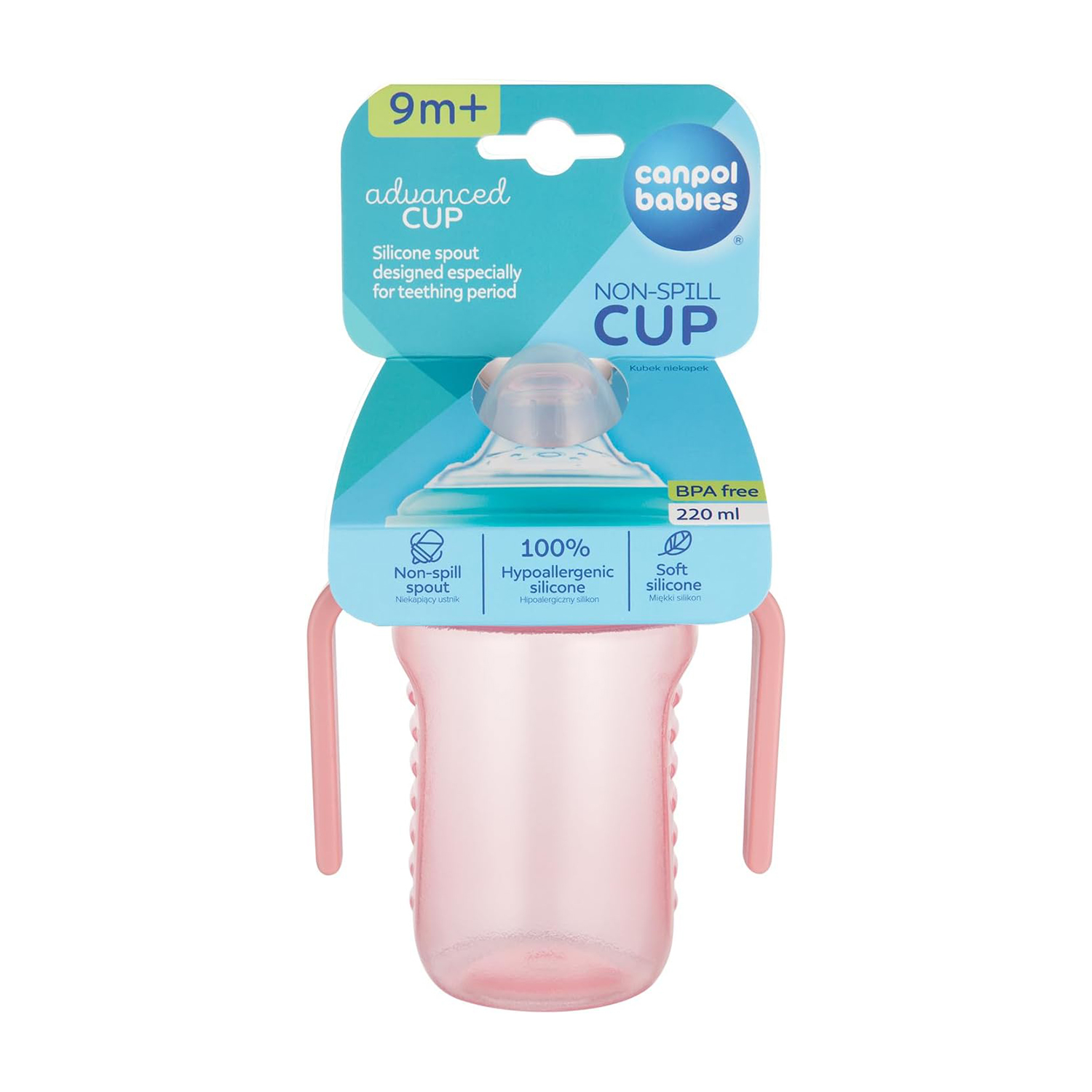 Canpol babies Non-spill Cup Silicon Spout  220ml 9m+( Pink )