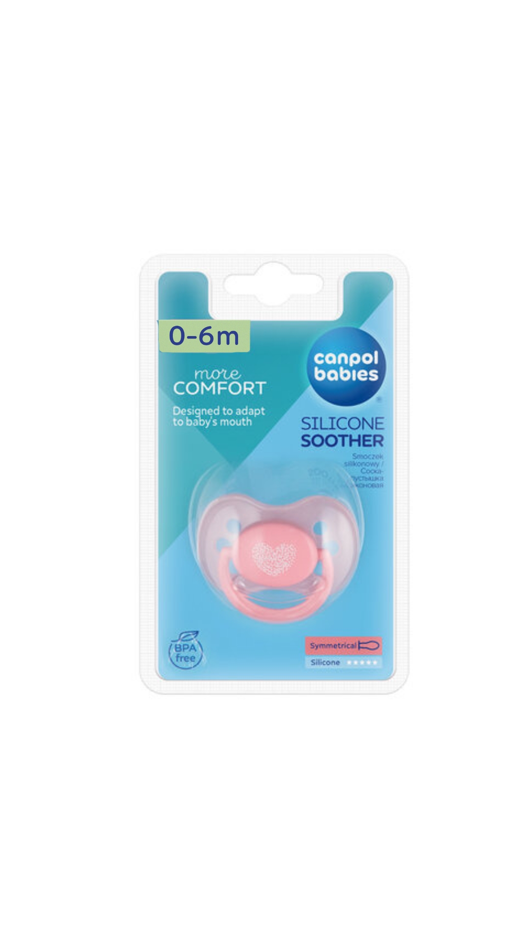 Canpol babies Silicone Symetric Soother 0-6m PASTELOVE - Pink