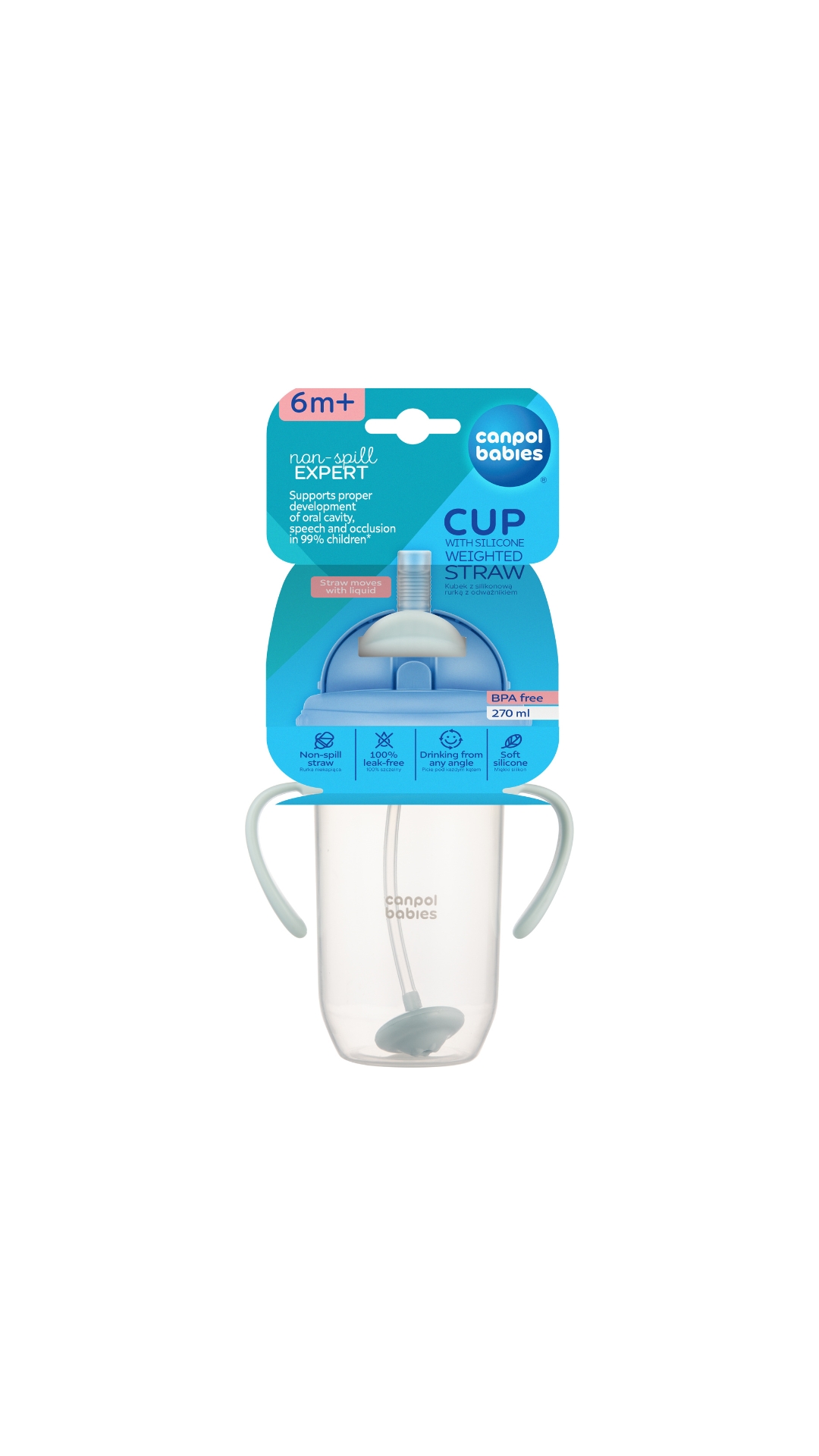 Canpol babies Non-Spill Cup with Weighted Straw 270 ml green