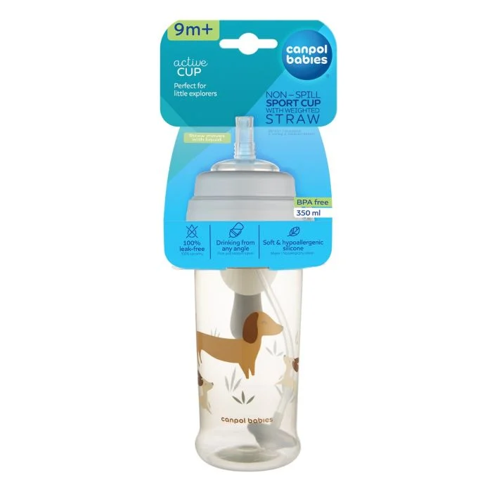 Canpol babies Non-Spill Sport Cup with Weighted Straw BabiesBoo Dogs